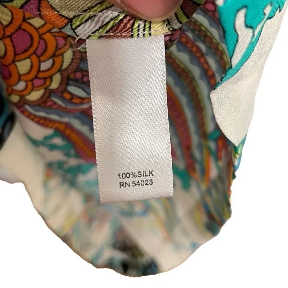 Trina Turk Banana Republic Collab Tank Sz 0 Silk Ocean Retro Ocean Botanical